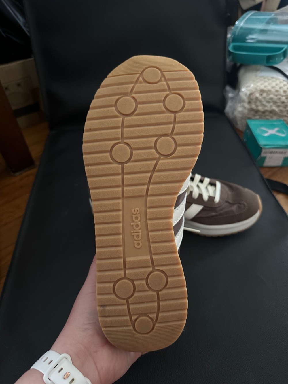 adidas Brown and Cream Cloudfoam Women's Sneakers - Picture 2 of 4